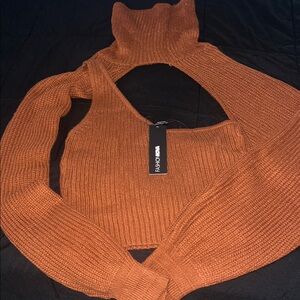 Fashion Nova Women's Rust Cowl Neck Sweater
